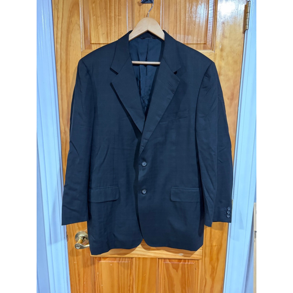 Canali Exclusive Collection Blazer 54R (US 44R) Black Wool Windowpane Italy